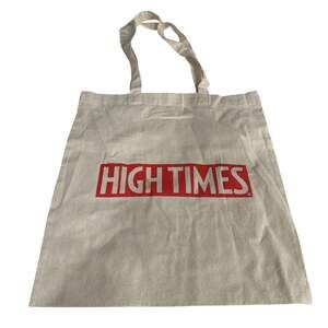 Vintage High Times Magazine Logo Canvas Tote Bag White Red Cotton Shopper 15in